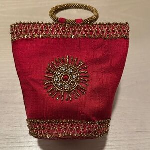 Elegant Red Embellished Women's Bag